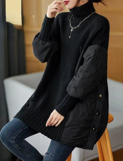 Women's Long Sleeve Turtleneck Sweater Autumn Winter Loose Knitted Sweaters Korean Casual Oversized Ladies Pullover Clothing
