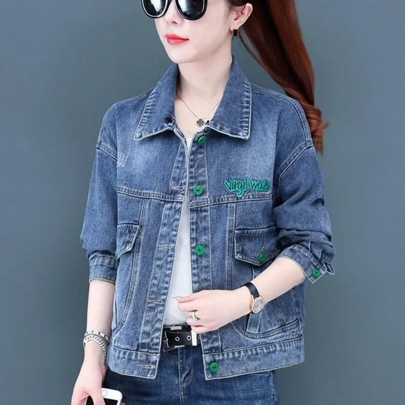 Cowboy Coat Woman Plain Crop Short Casual Small Denim Jacket for Women Deals Original Cowgirl Clothing 2025 Fashion Trend Models