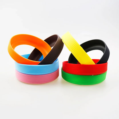 16 Colors 9.0CM Threaded Silicone Cup Bottom Protective Cover Coaster Sleeve Water Cup Cover 90MM Thermos Cup Bottom Holder