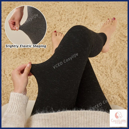 Winter Warm Fleece Lined Leggings Thickened Lounge Pants Extra Warm Heavyweight 300g Plush Fleece Thermal Leggings for Women