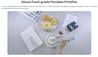 Evebot Food-grade Portable PrintPen Handheld Inkjet Printer Specifically for Food Surfaces Perfect for Coffee Macaron Cakes
