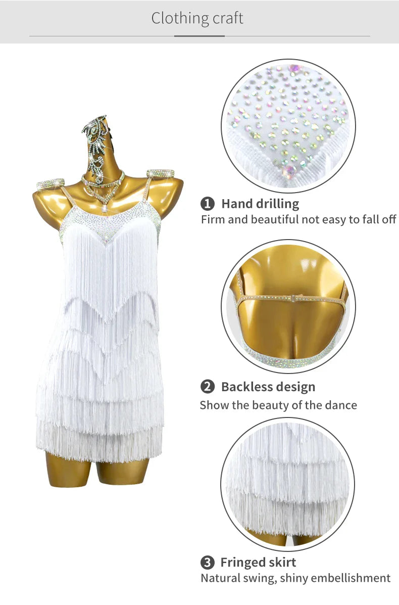 Nouvelle robe de danse latine pour femmes 2026, tenue d'entraînement de danse de salon, costume de bal féminin, jupe courte sexy pour salsa, jupe adulte, tenue de sport