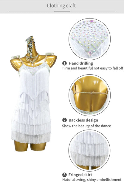 Nouvelle robe de danse latine pour femmes 2026, tenue d'entraînement de danse de salon, costume de bal féminin, jupe courte sexy pour salsa, jupe adulte, tenue de sport