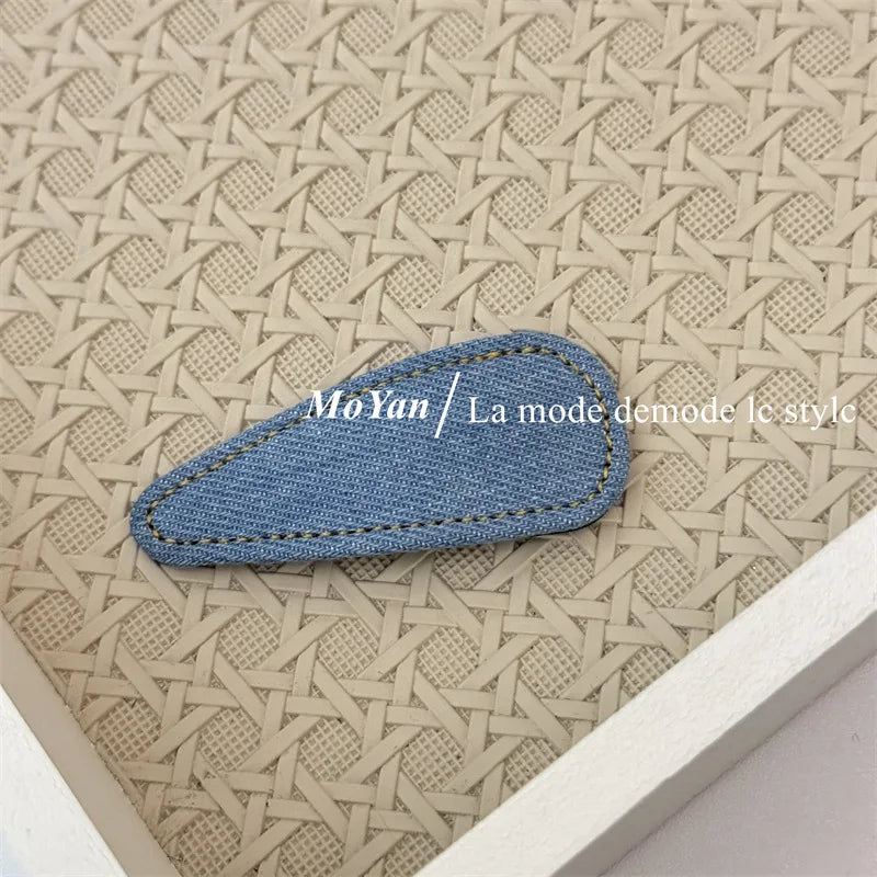 Rétro simple denim bleu haut de gamme nouvelle épingle à cheveux cheveux cassés épingle à cheveux frange BB clip tempérament polyvalent clip latéral