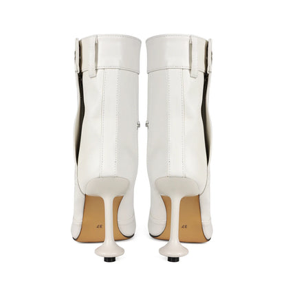 European and American Alien and Square Head Splicing Design Water Washed Cowboy Boots for Women's Trendy Side Zipper Short Boots