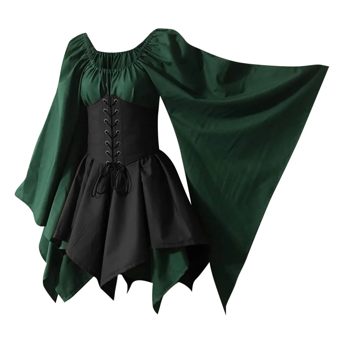 Medieval Costume Women Renaissance Medieval Dress Fairy Elf Traditional Irish Viking Costume Elf Ear for Halloween Party