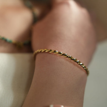 SAFIYA: Twisted Elegance - Adjustable Rope Bracelet with Ball Bead Accents