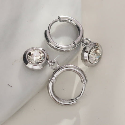 Boucles d'oreilles créoles en argent et zircone SAMIRA
