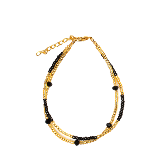 Bracelet double rang avec perle de cristal