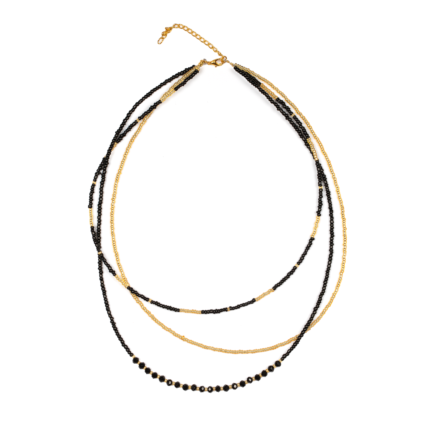 Triple Strand Necklace with Crystal Bead