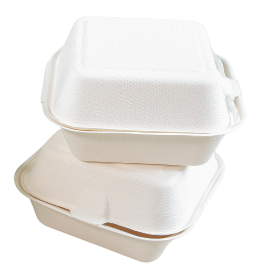 6" x 6" x 3" Sugarcane Take-Out Container - 1-Comp.