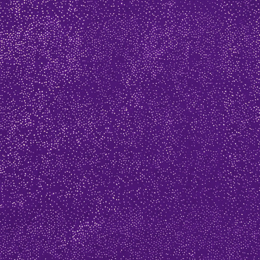 Elizabeth's Studio - Silver Metallic Foil Over Dyed Solid Cotton - Purple