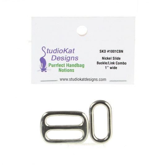 Slide Buckle & Link Combo - Nickel 1in wide