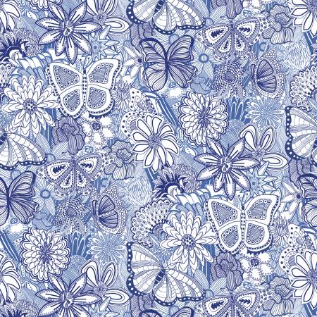 P&B Bleu/Blanc 274 cm de large, dos pour carnet de croquis Doodle SKET5242-BW