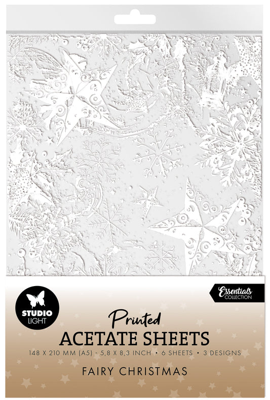 SL Acetate Sheets Snow, Fairies & Stars Essentials 6 Sheets