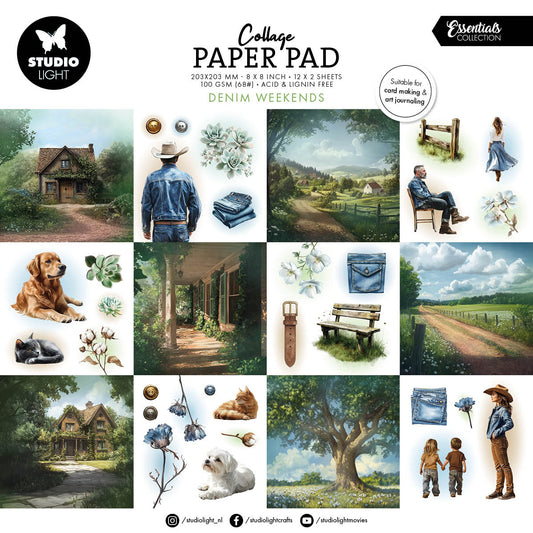 SL Collage Paper Pad Denim Weekends Essentials 203x203x5mm 24 Sheets
