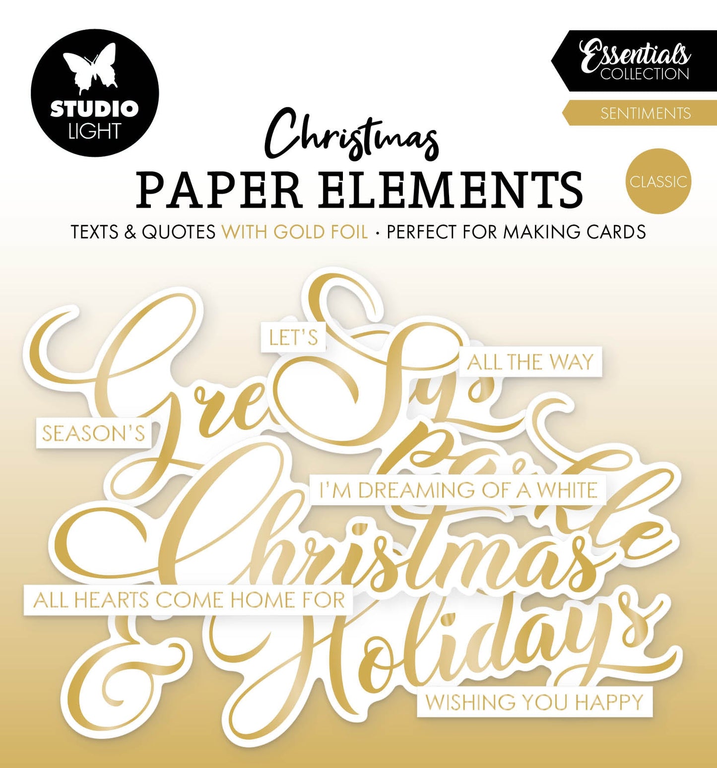 SL Éléments en papier - Sentiments dorés - Classiques essentiels - 40 pièces