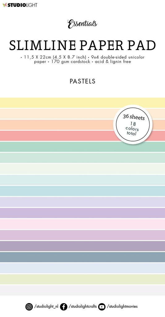 Bloc de papier SL Double face Couleurs unies Pastels Essentials Slimline 115x220x5mm 36 feuilles n°32