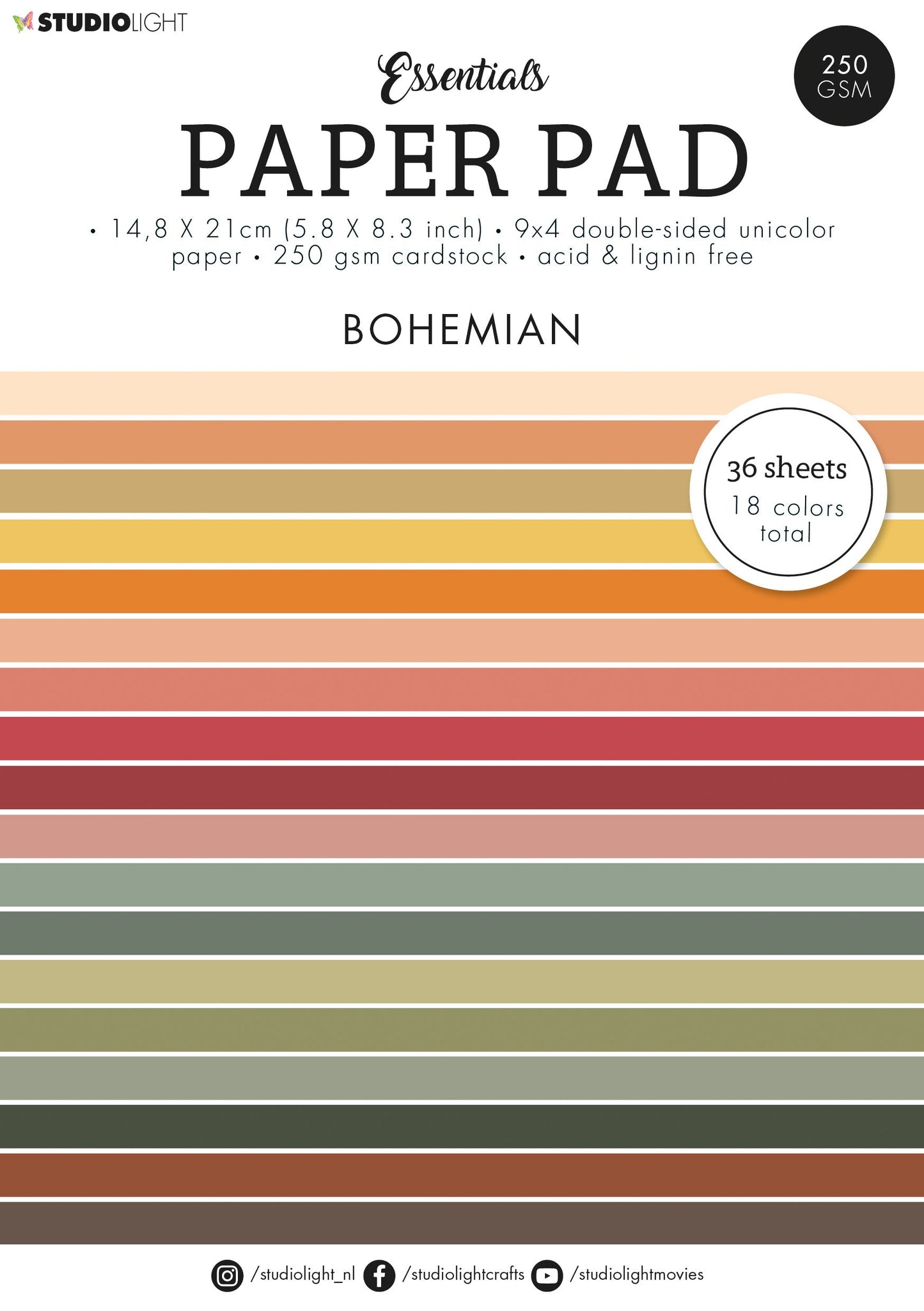 Bloc de papier SL Couleurs unies Bohemian Essentials 210x148x9mm 36 feuilles n°90