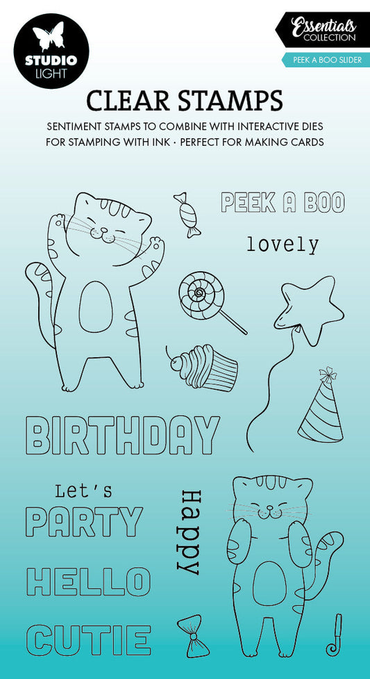 SL Clear Stamps Peek A Boo Slider Essentials 16 PC