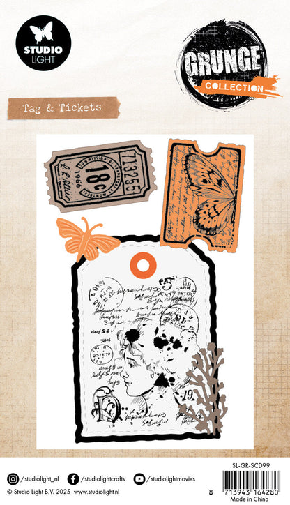 SL Stamp & Cutting Dies Tag & Tickets Grunge Collection 93x136x1mm 11 Pieces