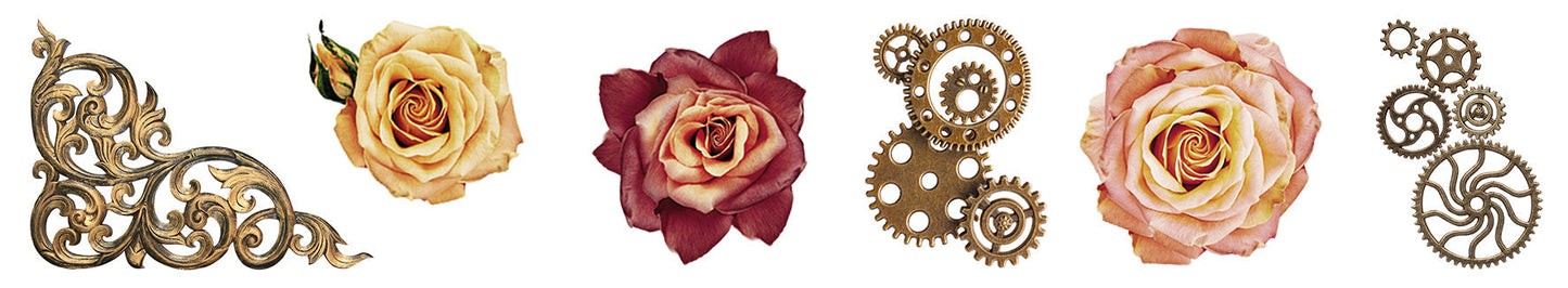 SL Clear Stickers Vintage Roses Grunge Collection 65x45x45mm 5 Meter
