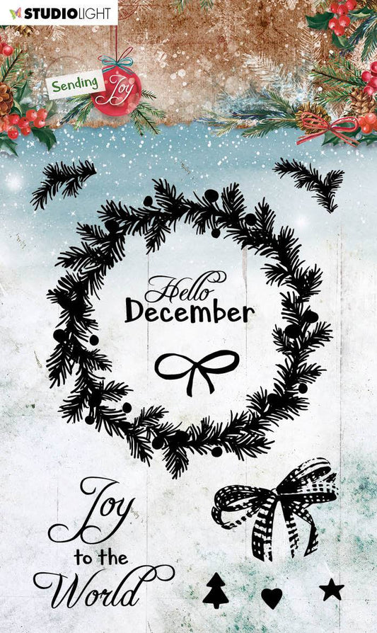 SL Tampon transparent Couronne de Noël Envoie de la joie 105x148mm n°55