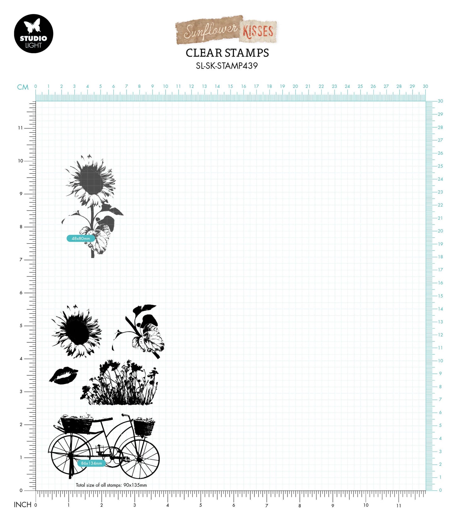 SL Clear Stamp Sunflower Silhouette Sunflower Kisses 89x135x3mm 5 PC nr.439