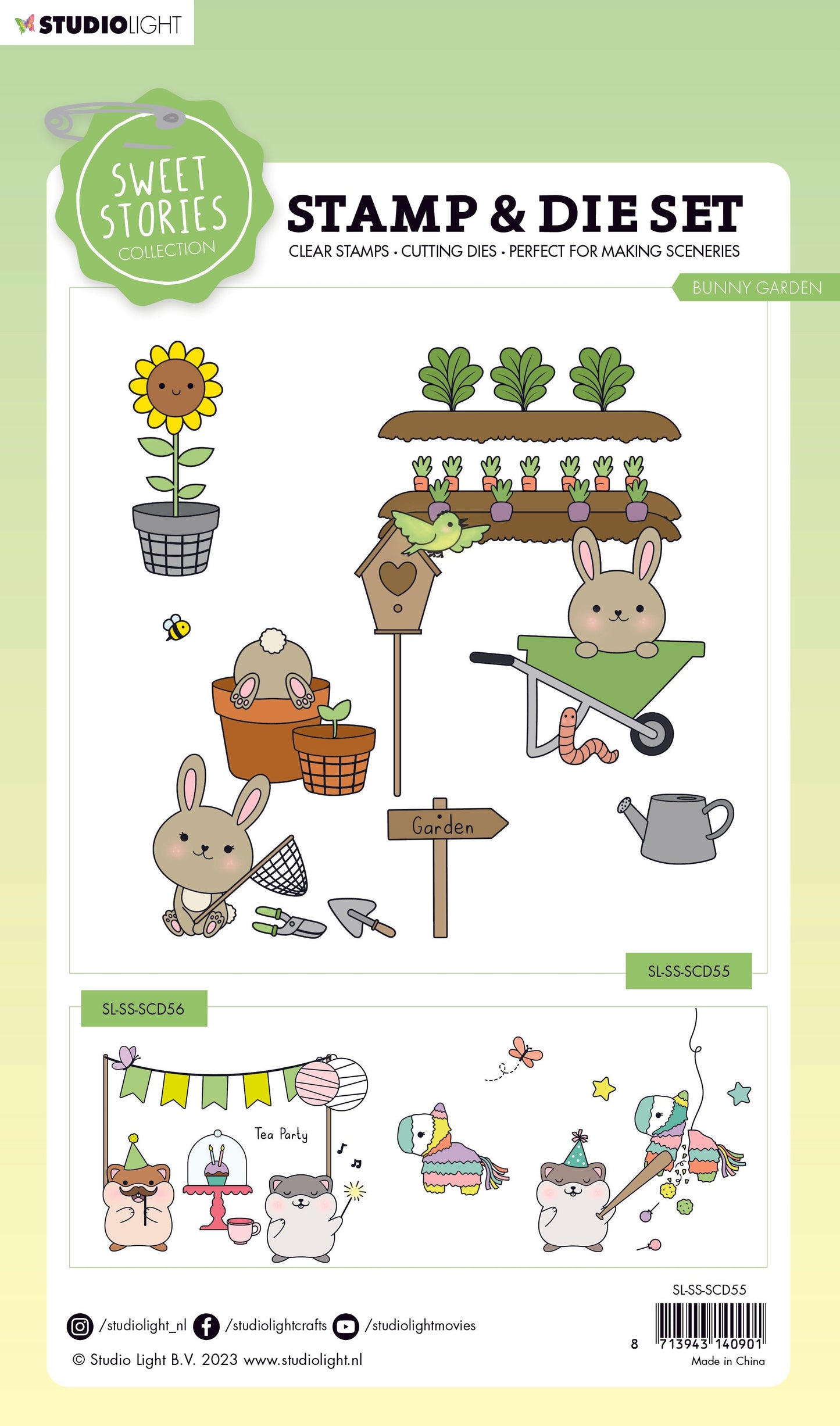SL Tampon & matrice de découpe Lapin Jardin Douces Histoires 154x213x1mm 62 pièces n°55