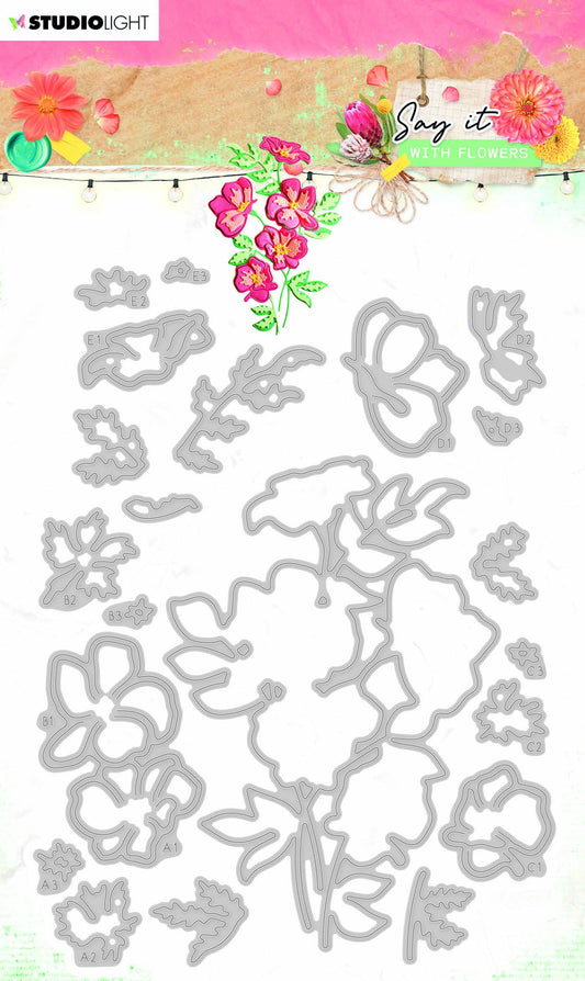 Matrice de découpe et d'embossage Say it with Flowers 105x143mm nr.403