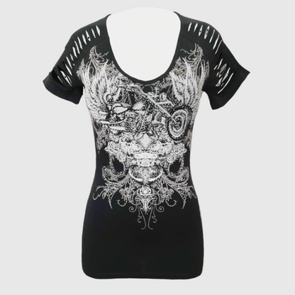 Women's Skull & Wings Tank Top with Rhinestones