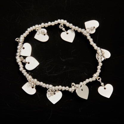 Bracelet extensible cœur plaqué argent