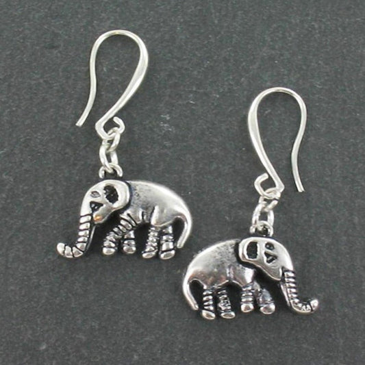 Boucles d'oreilles pendentifs éléphant en plaqué argent