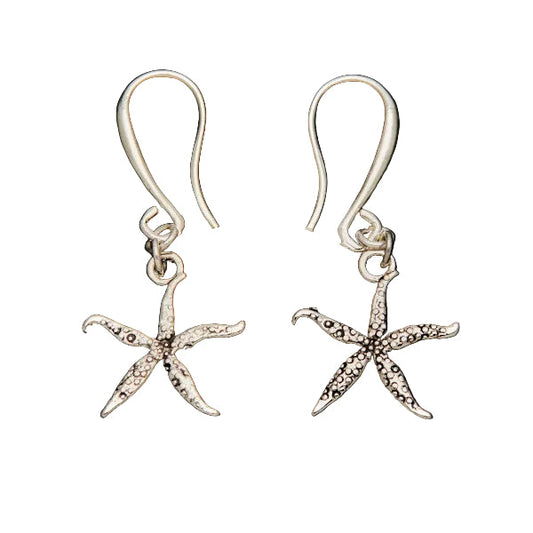 Starfish Charm Earrings in Silver Plate