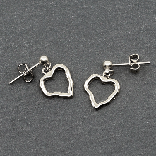 Boucles d'oreilles pendantes en plaqué argent Cœur ouvert