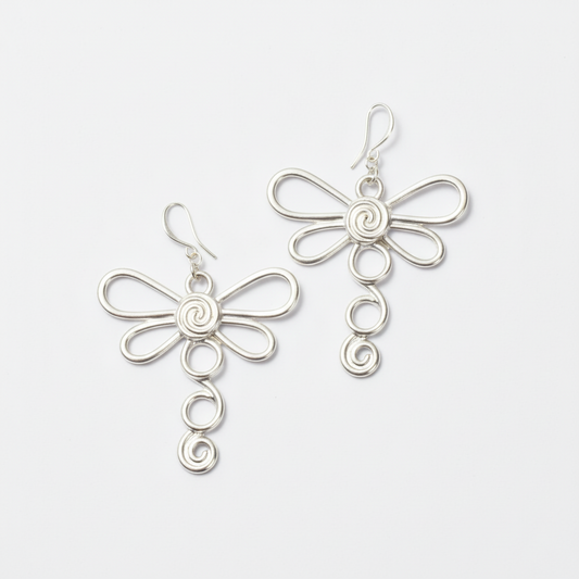 Grandes boucles d'oreilles libellule en plaqué argent