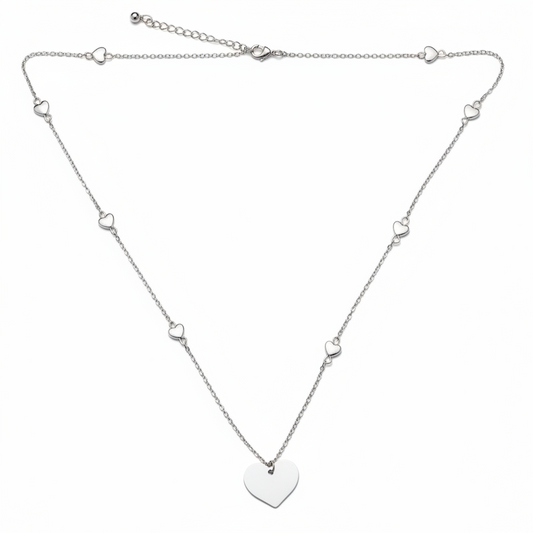 Collier chaîne cœur à cœur en plaqué argent