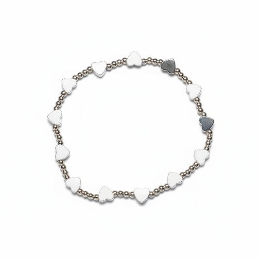 Bracelet en plaqué argent avec cœur élastique