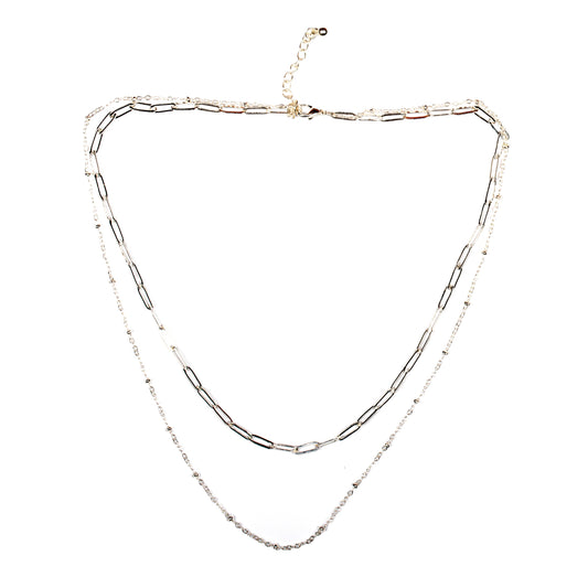 Double Chain Necklace - Silver Plate