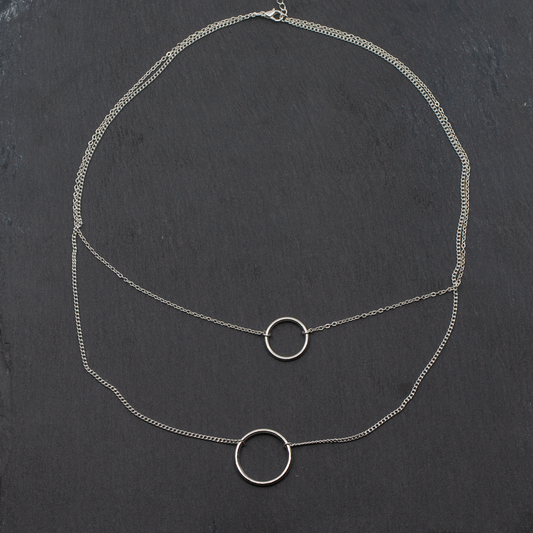 Collier double rang en plaqué argent