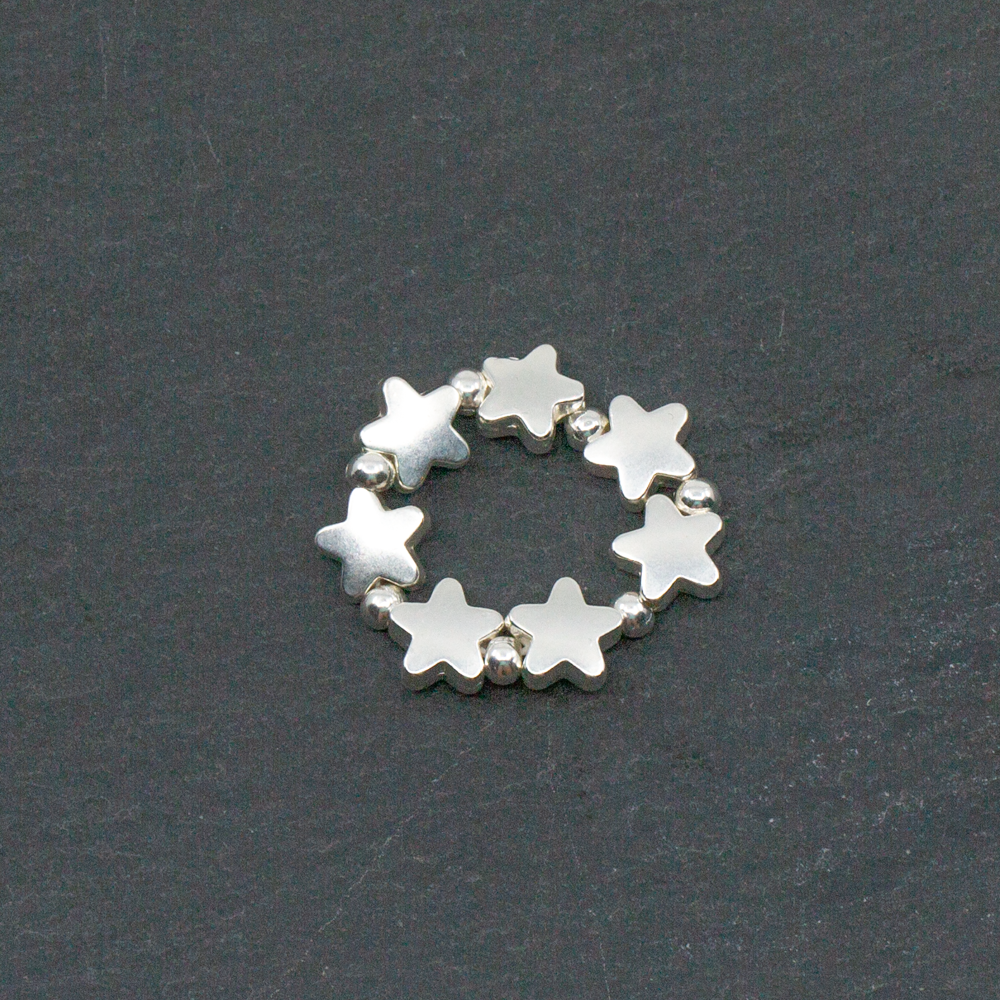 Bague élastique Étoile en plaqué argent