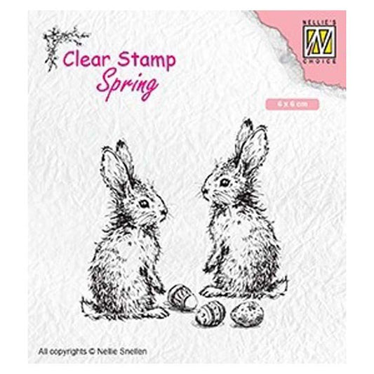 Tampon transparent Nellie's Choice – Deux lièvres de printemps