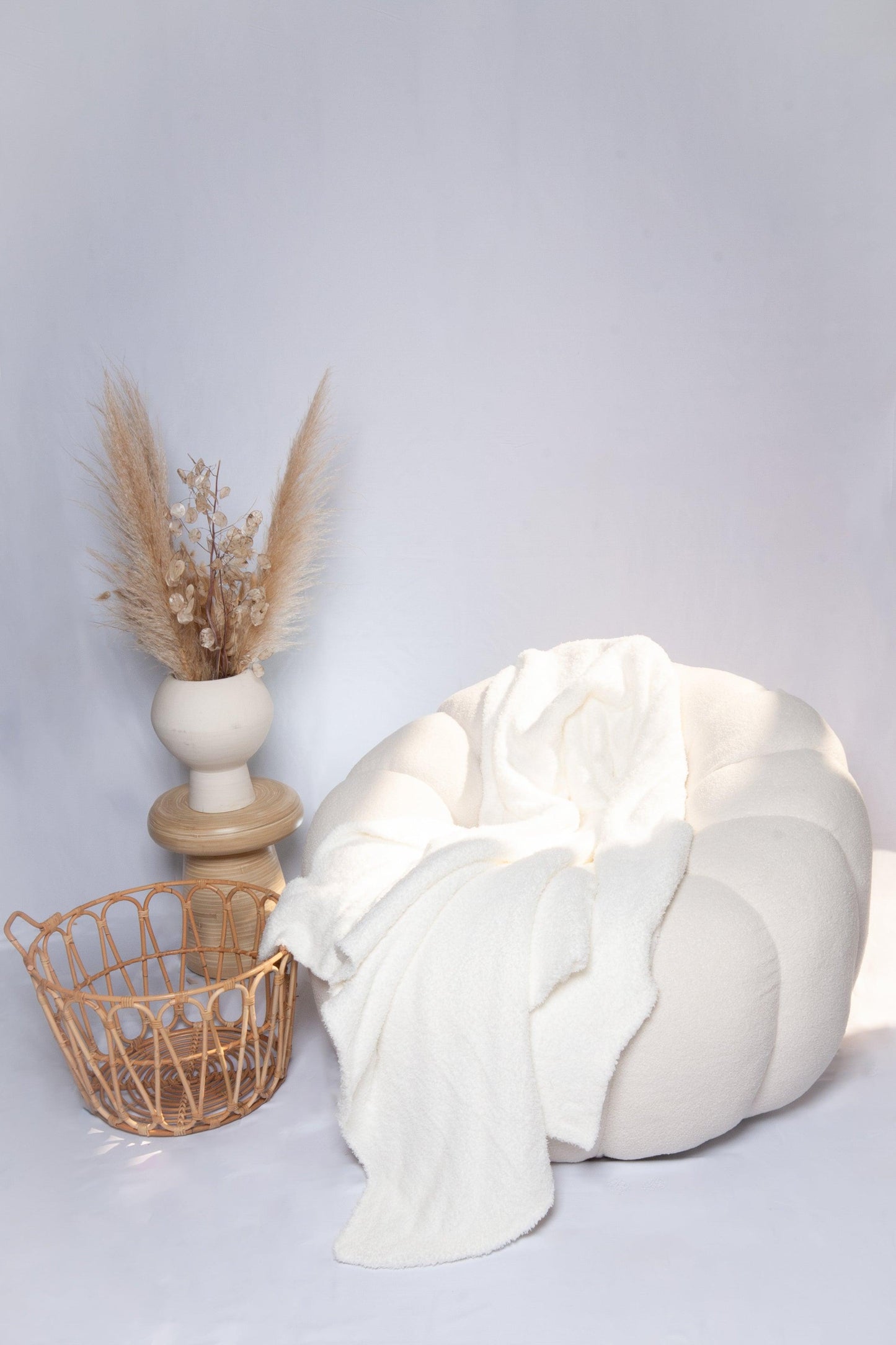 White Solid Double Layered Extended Throw