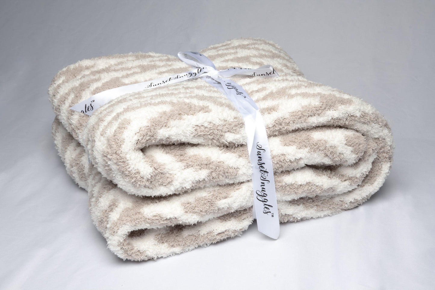 Greige & White Chevron Print Throw