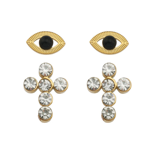 Lot de 2 paires de boucles d'oreilles clous STELLA