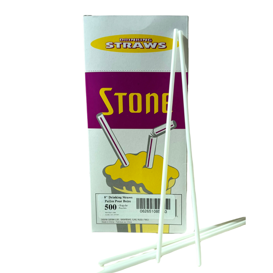 Pailles blanches non emballées de 8 po (standard)