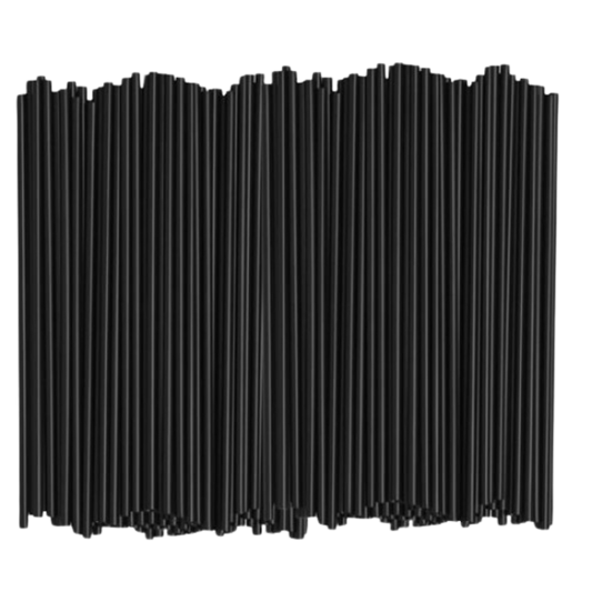 6" Unwrapped Black Cocktail Straws