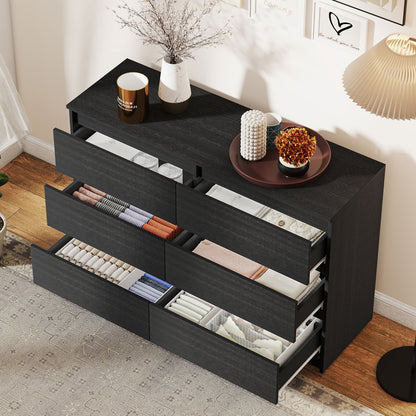 River 6 Drawer Dresser for Bedroom, Living Room or Hallway-Black