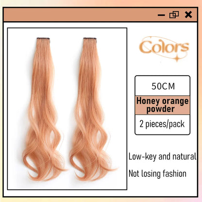 Extensions de cheveux bouclés colorés synthétiques 2 pièces/ensemble 50cm/60cm, ondulation d'eau rose/bleu/violet, perruque Halloween/Noël