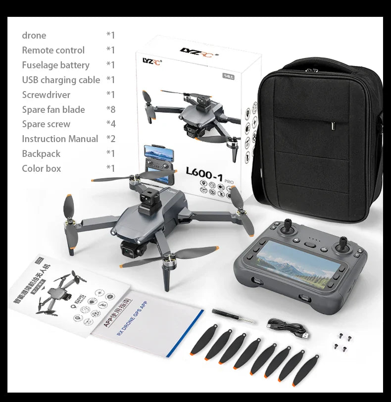 Drone professionnel L600-1 Pro MAX 4K avec caméra HD, GPS à cardan 3 axes, 360 °   Jouets pour évitement d'obstacles 5G WIFI RC Quadcopter